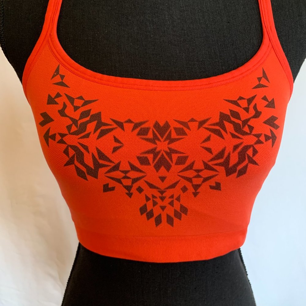 Patagonia Sports Bra Orange Geometric Pattern Sz L